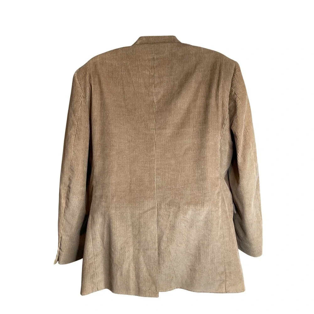 Vintage Monsieur Adolfo Mens Tan Corduroy‎ Blazer Sz 44L Old Money Preppy Career